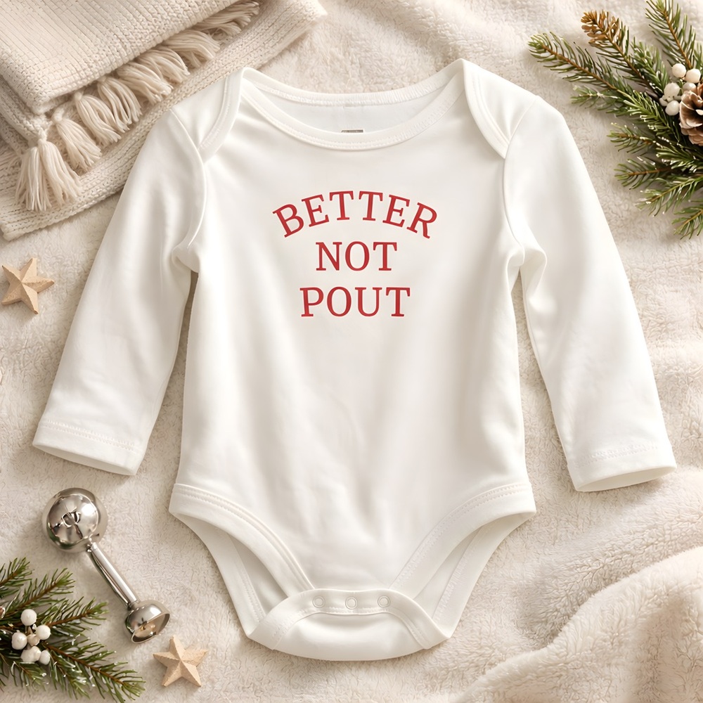 White Baby Christmas Onesie “Better not Pout”
